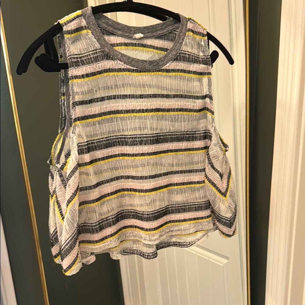 Gray and Tan Boxy Sleeveless Tank Top